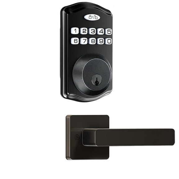 Entry Door Lock With Handle Set,Electronic Keypad Deadbolt Lock with 2 Physical Keys, Auto Lock, Easy Installation, Ideal for Front Door, Bedroom & Office