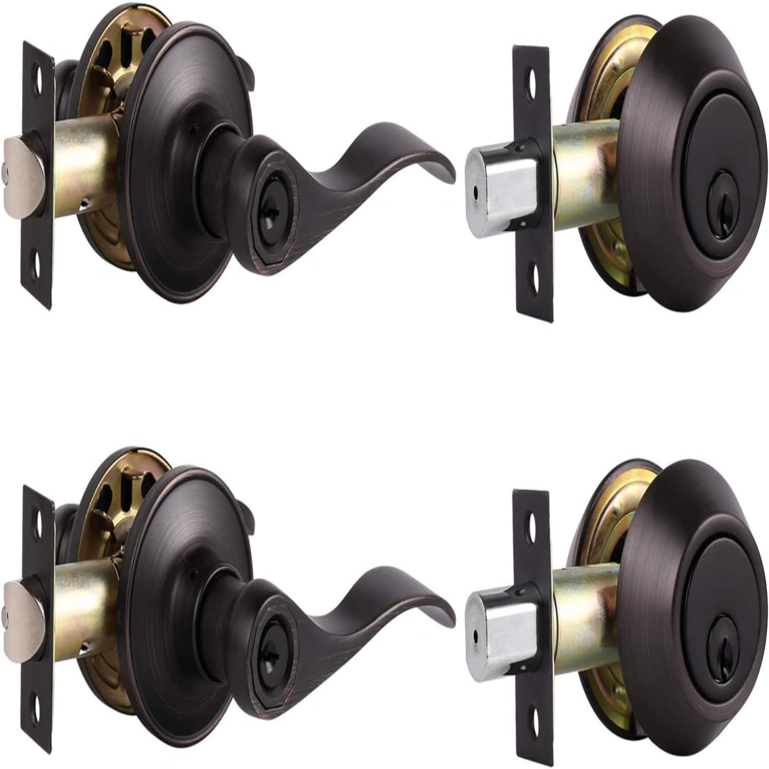 Entry Door Lock Set Keyed Alike Single Cylinder Deadbolt with Wave