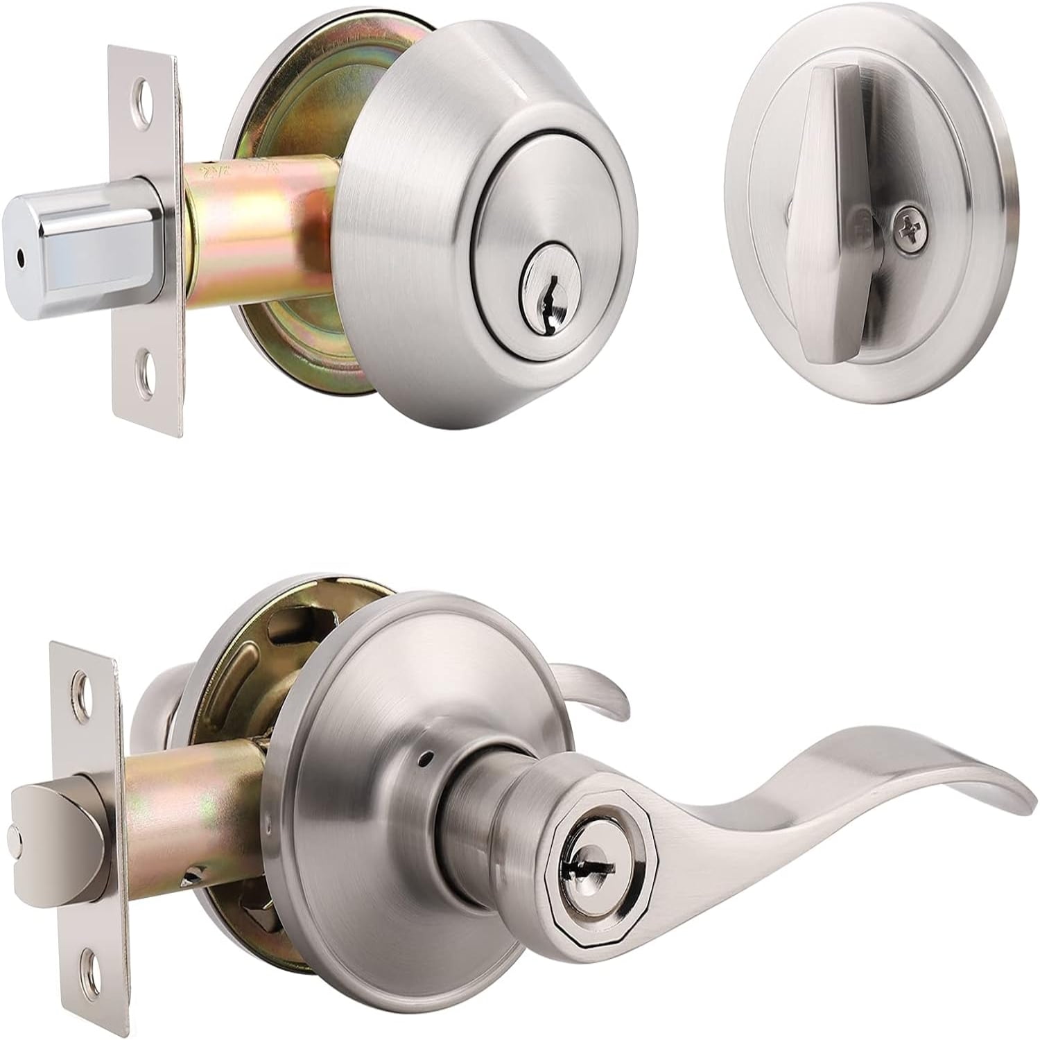 Entry Door Lock Set Keyed Alike Single Cylinder Deadbolt with Wave
