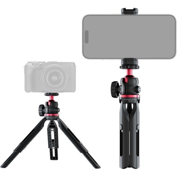 Entry Level Version Mini Tripod for Camera, 360 Small Desk Portable DSLR Webcam Cell Phone Mount Holder Stand Selfie Stick Grip Compatible with iPhone Samsung Android Video Recording, GM-2G