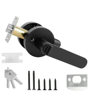 Entry Lever Door Handle Heavy Duty Privacy Door Levers Black Reversible Round Door Lever with 3 Keys Aluminium Alloy Interior Privacy Door Handle for Right and Left Sided Doors