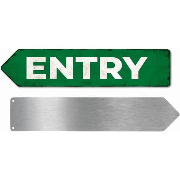 Entry Metal Sign by DC | Arrow Metal Directional Signage for Indoor & Outdoor | 3x12" Rust-Free Aluminum Sign | Direction Signage UV Protected Road LEFT Arrow Sign | Made in USA