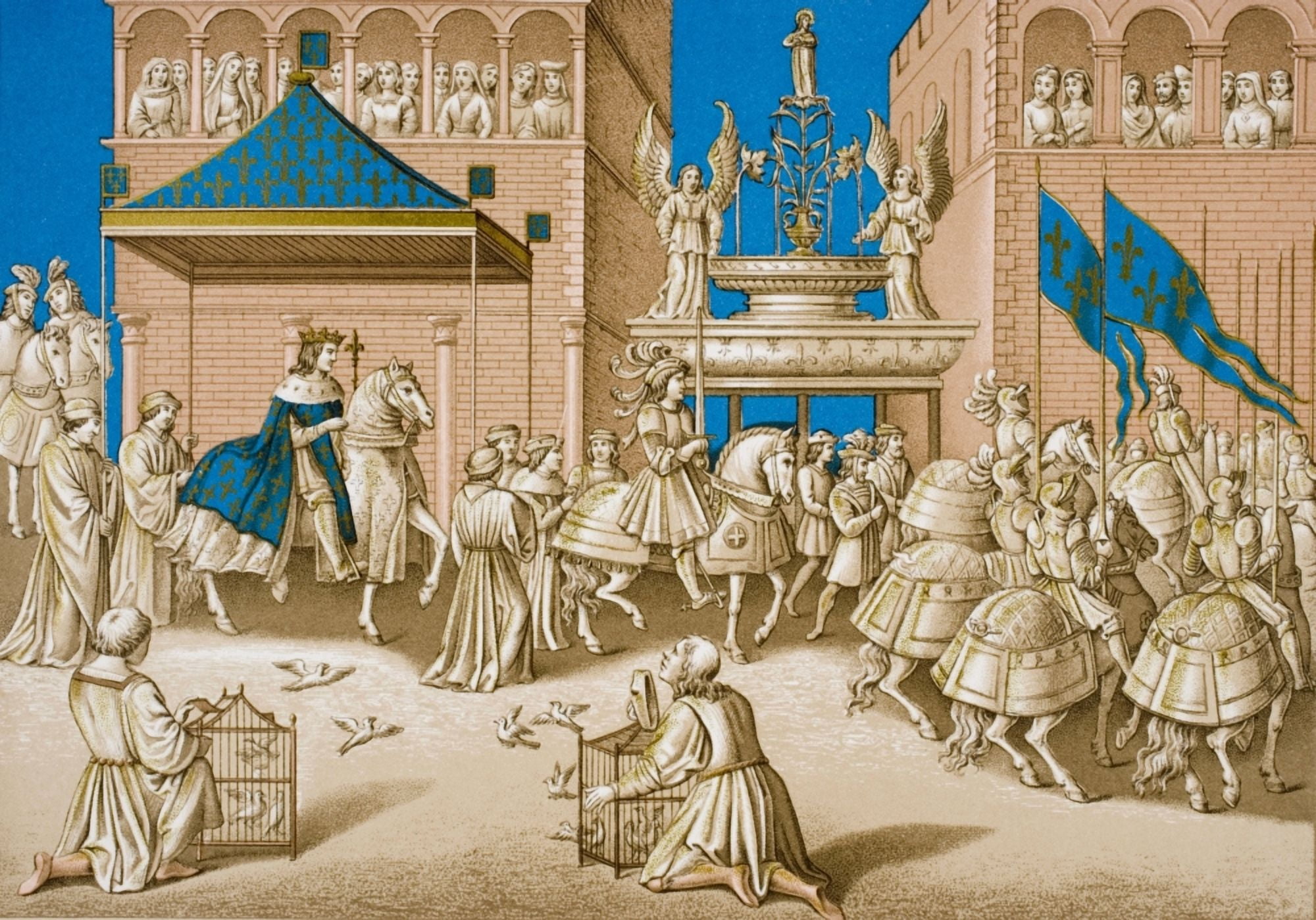 Entry Of Charles Vii Into Paris Copy Of A Miniature From Monstrelets Chronicles Canvas Art - Ken Welsh Design Pics (34 x 24)