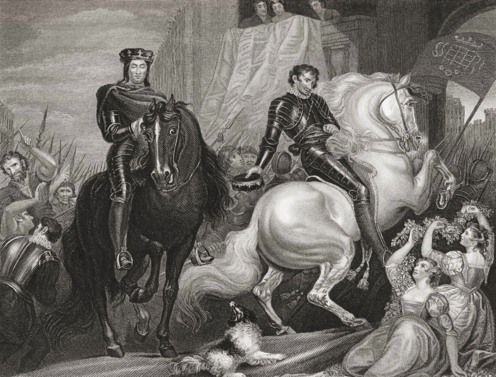 The Entry Of Richard Ii And Bolingbroke Into London After The Painting By James Northcote Richard Ii 1367 Canvas Art - Ken Welsh Design Pics (34 x 26)