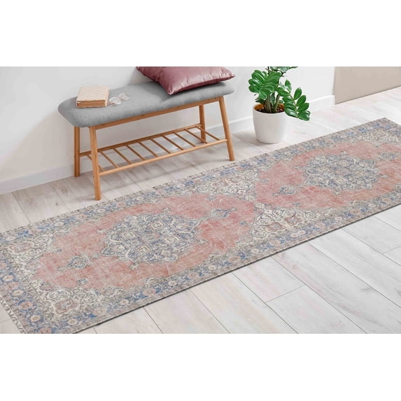 Entry Rug, Gift Rug, Floral Rug, Red Rug, Bathroom Rugs, Modern Rug, Accent Rug, Large Rug, 3D Printed Rug, Moroccan Design Rug, Luxury Rug, 2.6'x6.5' - 80x200 cm