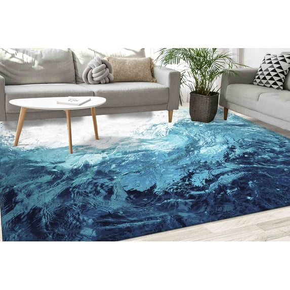 Entry Rug, Thick Rug, Pattern Rug, Gift Rug, Blue Tones Rug, Blue Rug, Landscape Rugs, Home Decor Rug, Stair Rug, Printed Rug, Home Decor, 3.3'x6.5' - 100x200 cm