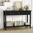 thumbnail image 1 of Entry Table Narrow Console Table Farmhouse 47", Sofa Table with Storage Behind Sofa Table with Entry Shelf with Open Storage, Easy to Assemble, Embossed Wood Grain Black, 1 of 9