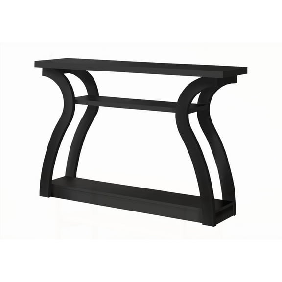 Entry Table with Curved Design & 3-Tier Space|Black Laminate|Contemporary