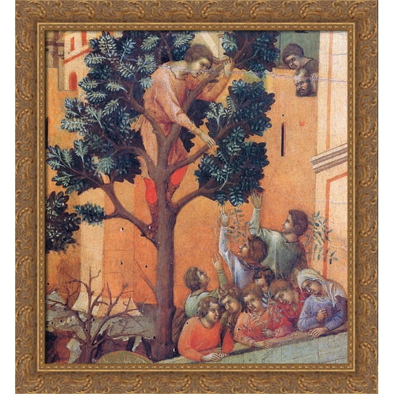 Entry into Jerusalem (Fragment) 28x30 Large Gold Ornate Wood Framed Canvas Art by Duccio