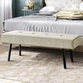 thumbnail image 1 of Entryway Bench - Beige Bench for Bedroom, Modern Ottoman End of Bed, Corduroy Padded Benches for Living Room, Foyer, Mudroom, Hallway - 39" L x 14" W x 17" H, 1 of 15