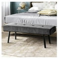 thumbnail image 1 of Entryway Bench - Grey Bench for Bedroom, Modern Ottoman End of Bed, Corduroy Padded Benches for Living Room, Foyer, Mudroom, Hallway - 39" L x 14" W x 17" H, 1 of 7
