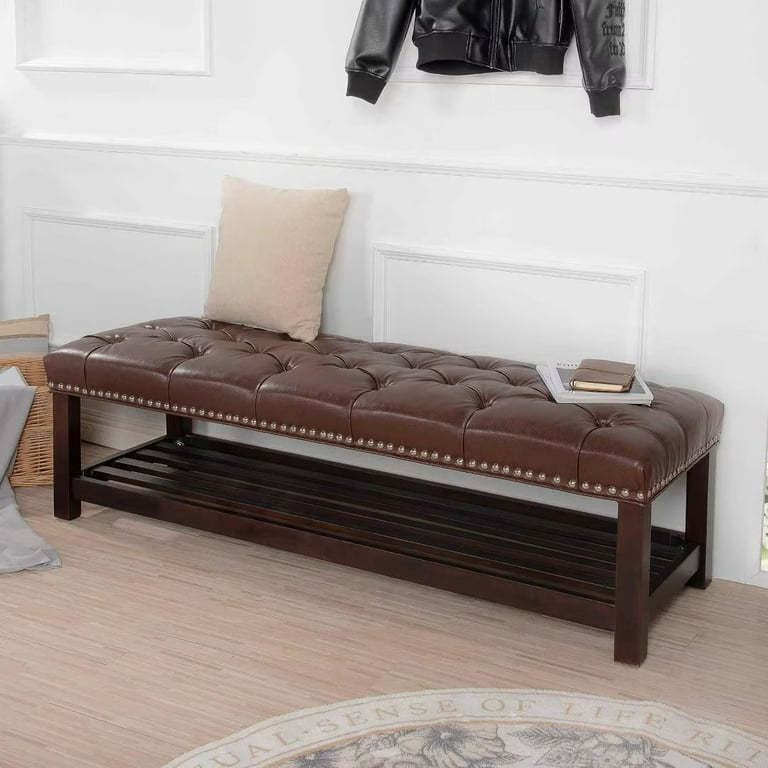 Leather 2024 hallway bench