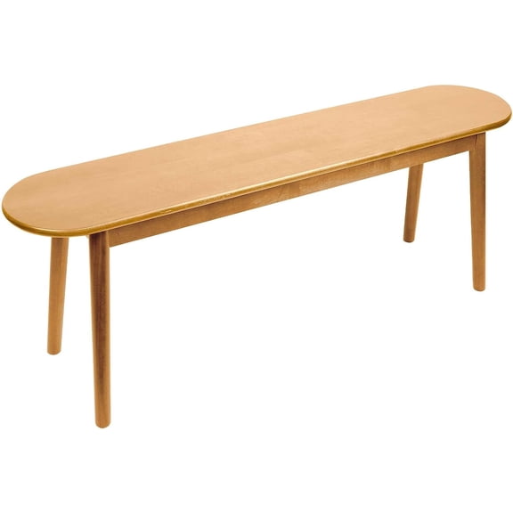 Entryway Bench, Solid Wood Dining Bench, Midcentury End of Bed Bench w/Rounded Corner, Outdoor Bench w/Robust Construction, Bedroom Bench, 10.24" W x 17.72" H(Natural 47.2inches)
