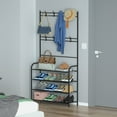 thumbnail image 1 of Entryway Coat Rack, iMounTEK Shoe Rack for Entryway Coat Rack Freestanding with 4-Tier Storage Shelves and 8 Double Hooks or Living Room, Bathroom, Hallway, 1 of 7