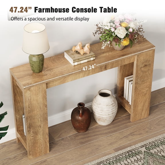 Entryway Console Table, Farmhouse Narrow Sofa Table Behind Couch, Wood Rectangular Accent Table for Living Room Hallway Entrance Foyer, Rustic Wood Grain