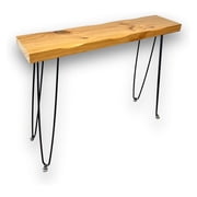 Entryway Console Table Solid Wood, Narrow Sofa Table Midcentury Modern Live Edge, 40-inch Rustic Wood Hallway Table, Entry Table Farmhouse, Behind The Couch Desk Hairpin Legs Natural Wood