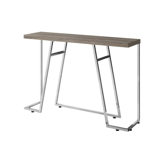 Entryway Console Table With Stylish Design - Brown Laminate Accent For Small Spaces Metal Legs