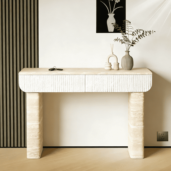 Entryway Console Table with Two Hidden Handle Drawers | Modern Hallway Table for Entrance, Dining Room, Living Room, Easy Assembly