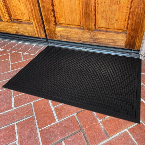 Entryway Door Mat 36 x 60 Heavy Duty Rubber Floor Mat, Smart Savings Option, Non-Slip Shoe Scraper Mat for Residential Use