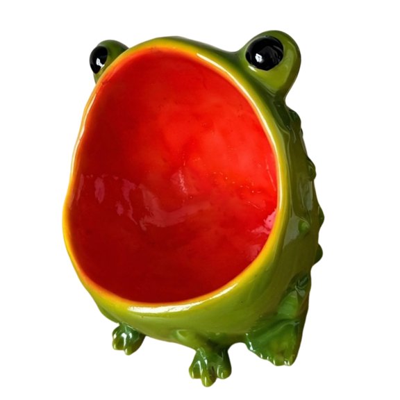 Entryway Frog Catchall Bowl Resin Holder for and Loose , Playful Countertop with Frog Figurine