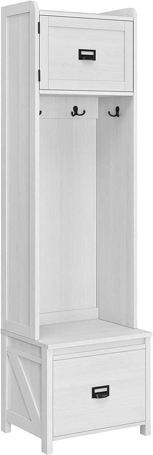 Entryway Hall Tree with Storage Bench in Ivory Pine