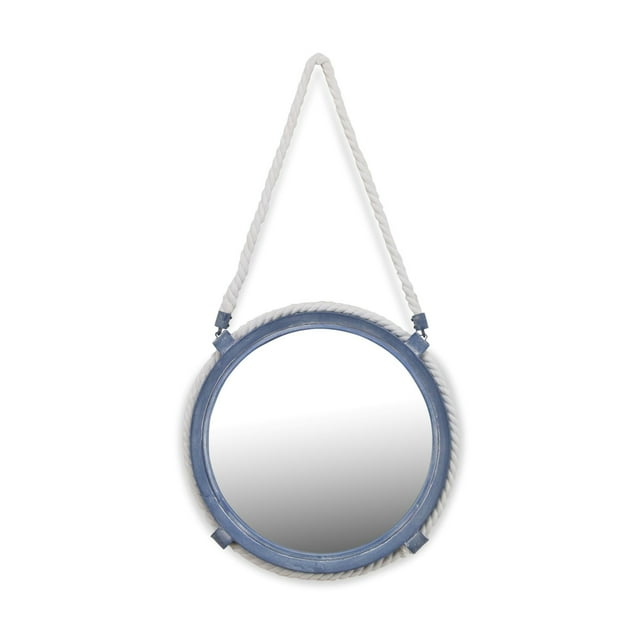 Entryway Living Room Metal Blue Mirror with Rope Hanger