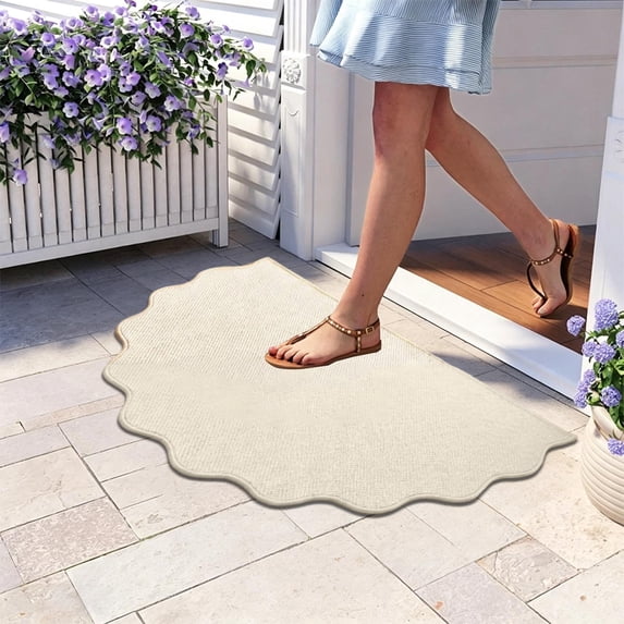 Entryway Mat Non Slip Doormat, Absorbent Dirt Trapper Door Mat for Indoor Outdoor, Low Profile Floor Rug for Front Door and Porch