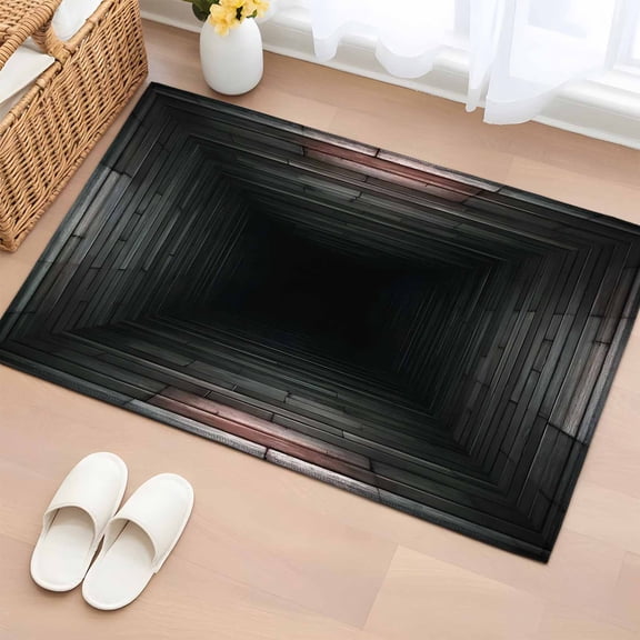 Entryway Rug 2'x3', 3D Optical Illusion Small Rug for Kitchen Bathroom Door Mat Indoor Entrance, Visual Trap Looks Like Deep Wood Grain Hole Non-Slip Area Rugs Floor Mats Carpet Front Door Rugs