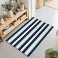 thumbnail image 1 of Entryway Rug 2'x3', Aqua Navy Blue Striped Kitchen Runner Rugs Non-Slip Carpet Mats, Modern Abstract Lines Geometric Bedside Rugs Runners Washable Floor Carpet for Bathroom Laundry Room, 1 of 8