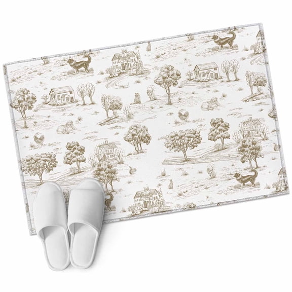 Entryway Rug 2'x3' Beige Country Small Area Rug Non-Slip Front Door Mat Washable Floor Carpet for Indoor Entrance Kitchen Bathroom