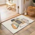 thumbnail image 1 of Entryway Rug 2'x3', Beige Cute Cat Kitchen Runner Rugs Non-Slip Carpet Mats, Cartoon Funny Heater Cats Bedside Rugs Runners Washable Floor Carpet for Bathroom Laundry Room, 1 of 8