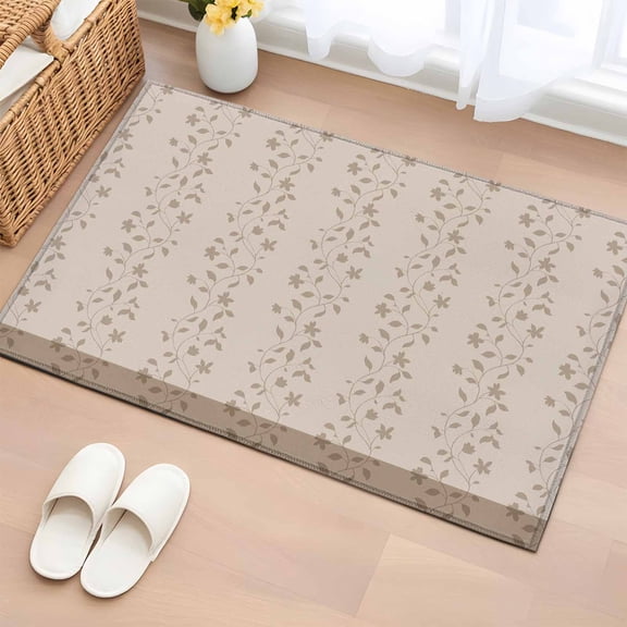 Entryway Rug 2'x3', Beige Pink Floral Small Rug for Kitchen Bathroom Door Mat Indoor Entrance, Spring Flowers Non-Slip Area Rugs Floor Mats Carpet Front Door Rugs