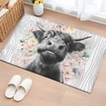 thumbnail image 1 of Entryway Rug 2'x3', Black Cow Floral Small Rug for Kitchen Bathroom Door Mat Indoor Entrance, Grey Wooden Farmhouse Animals Non-Slip Area Rugs Floor Mats Carpet Front Door Rugs, 1 of 8