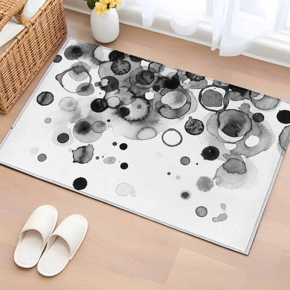 Entryway Rug 2'x3', Black Gradient Small Rug for Kitchen Bathroom Door Mat Indoor Entrance, Abstract Polka Dots Vintage Modern Art Non-Slip Area Rugs Floor Mats Carpet Front Door Rugs