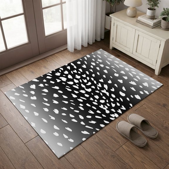 Entryway Rug 2'x3', Black Sheep Skin Kitchen Runner Rugs Non-Slip Carpet Mats, Abstract Farmhouse Animal Print Bedside Rugs Runners Washable Floor Carpet for Bathroom Laundry Room
