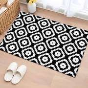 Entryway Rug 2x3, Black White Geometric Small Rug for Kitchen Bathroom Door Mat Indoor Entrance, Modern Abstract Art Non-Slip Area Rugs Floor Mats Carpet Front Door Rugs