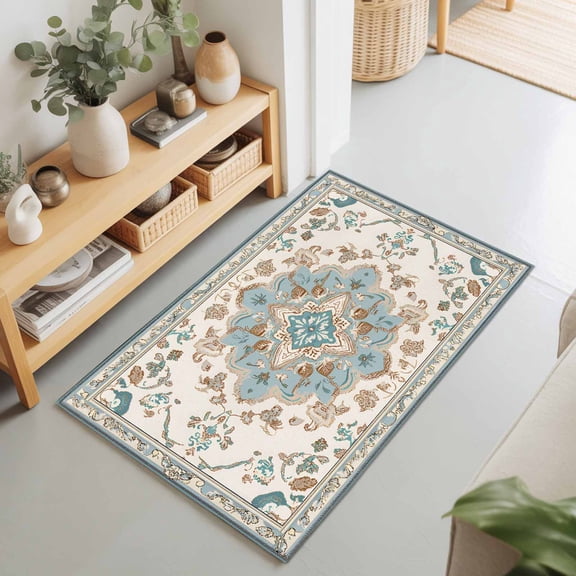 Entryway Rug 2'x3', Boho Aztec Kitchen Runner Rugs Non-Slip Carpet Mats, Ethnic Bohemia Tribal Abstract Pattern Art Bedside Rugs Runners Washable Floor Carpet for Bathroom Laundry Room