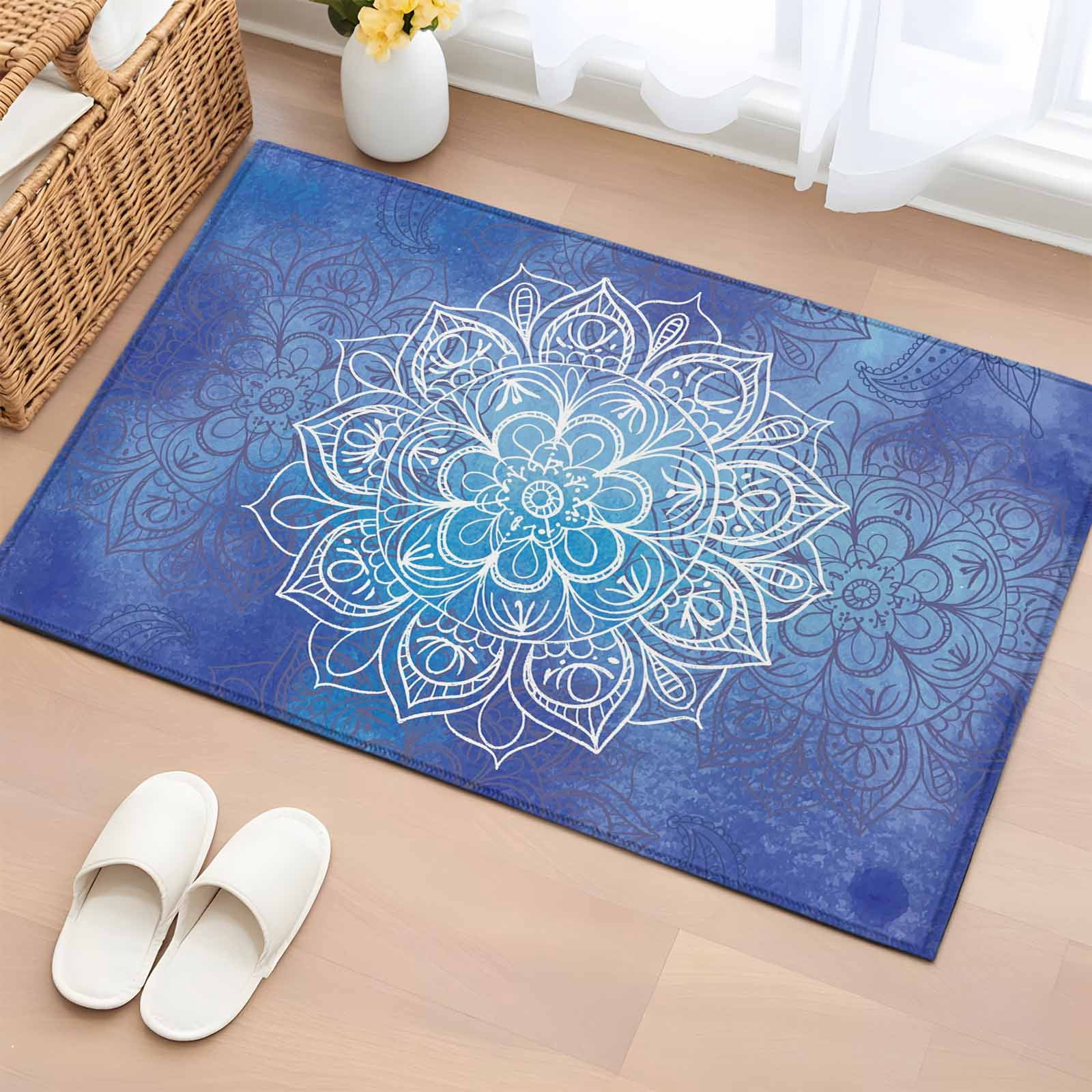 Entryway Rug 2'x3', Boho Flowers Small Rug for Kitchen Bathroom Door ...