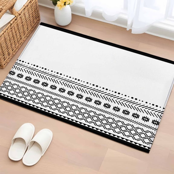 Entryway Rug 2'x3', Boho Geometric Small Rug for Kitchen Bathroom Door Mat Indoor Entrance, Abstract Art Vintage Striped Aesthetics Non-Slip Area Rugs Floor Mats Carpet Front Door Rugs