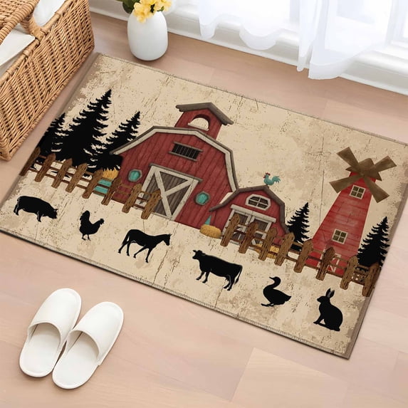 Entryway Rug 2'x3', Brown Farmhouse Small Rug for Kitchen Bathroom Door ...