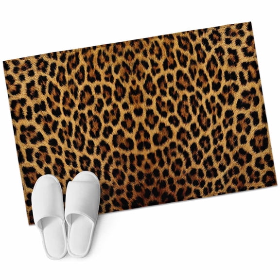 Entryway Rug 2'x3' Brown Leopard Print Small Area Rug Non-Slip Front Door Mat Washable Floor Carpet for Indoor Entrance Kitchen Bathroom