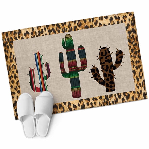 Entryway Rug 2'x3' Cactus Tropical Plant Small Area Rug Non-Slip Front Door Mat Washable Floor Carpet for Indoor Entrance Kitchen Bathroom