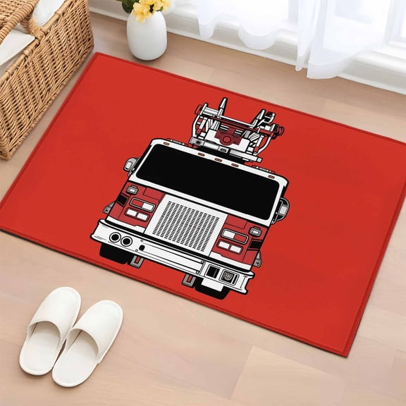 Entryway Rug 2'x3', Cars Small Rug for Kitchen Bathroom Door Mat Indoor Entrance, Red Cartoon Funny Simple Truck Silhouettes Art Non-Slip Area Rugs Floor Mats Carpet Front Door Rugs