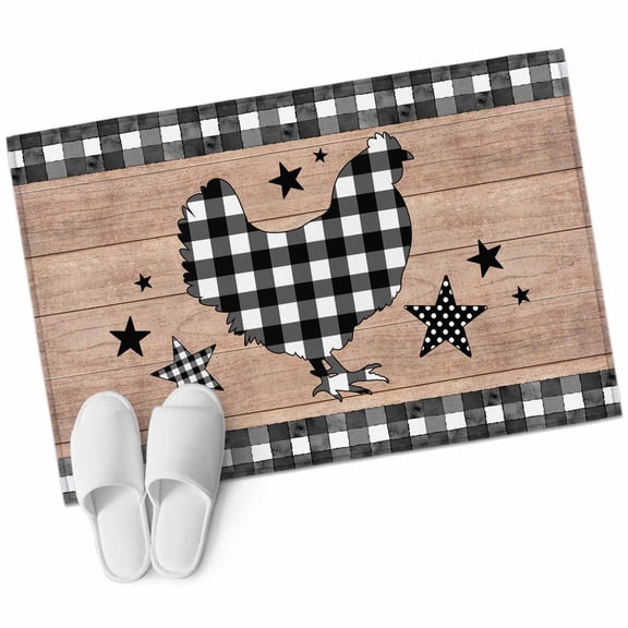 Entryway Rug 2'x3' Chicken Hen Small Area Rug Non-Slip Front Door Mat Washable Floor Carpet for Indoor Entrance Kitchen Bathroom