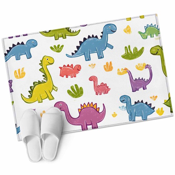 Entryway Rug 2'x3' Colorful Dinosaur Small Area Rug Non-Slip Front Door Mat Washable Floor Carpet for Indoor Entrance Kitchen Bathroom