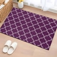 thumbnail image 1 of Entryway Rug 2'x3', Dark Purple Moroccan Small Rug for Kitchen Bathroom Door Mat Indoor Entrance, Country Abstract Quatrefoil Lattice Non-Slip Area Rugs Floor Mats Carpet Front Door Rugs, 1 of 8