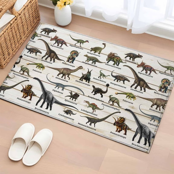 Entryway Rug 2'x3', Dinosaurs Small Rug for Kitchen Bathroom Door Mat Indoor Entrance, Natural Primitive Wild Animals Wood Grain Non-Slip Area Rugs Floor Mats Carpet Front Door Rugs