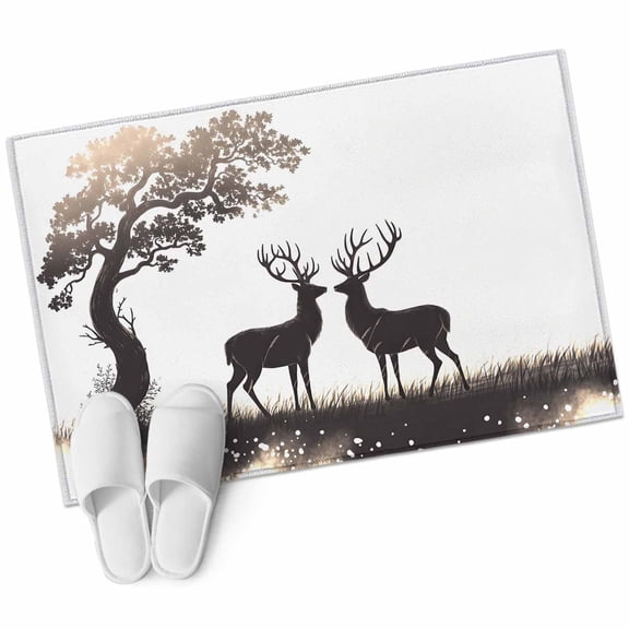 Entryway Rug 2'x3' Elk Silhouette Small Area Rug Non-Slip Front Door Mat Washable Floor Carpet for Indoor Entrance Kitchen Bathroom