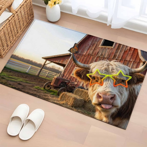 Entryway Rug 2'x3', Farm Yaks Small Rug for Kitchen Bathroom Door Mat ...