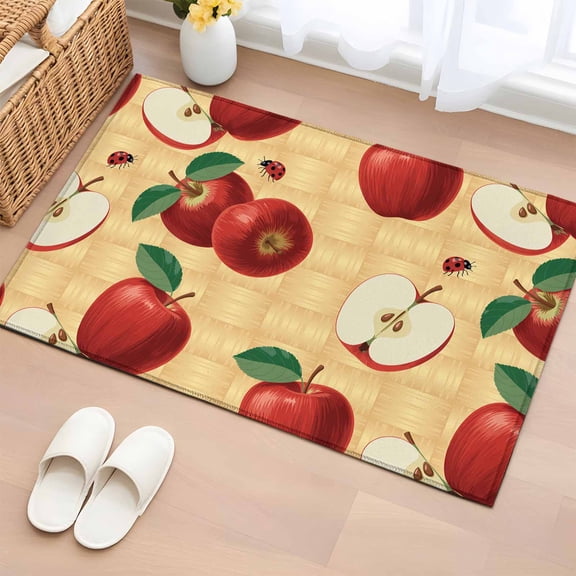 Entryway Rug 2'x3', Farmhouse Apples Small Rug for Kitchen Bathroom Door Mat Indoor Entrance, Country Tropical Fruits Watercolor Non-Slip Area Rugs Floor Mats Carpet Front Door Rugs